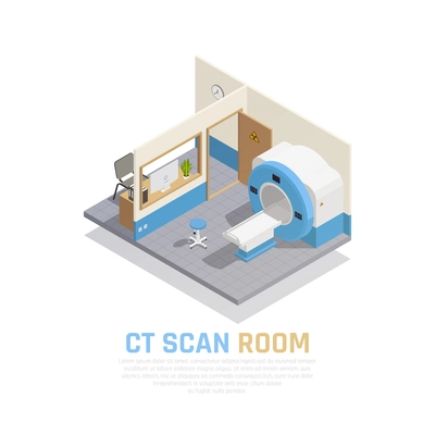 Neurology and neural surgery isometric concept with scan room vector illustration