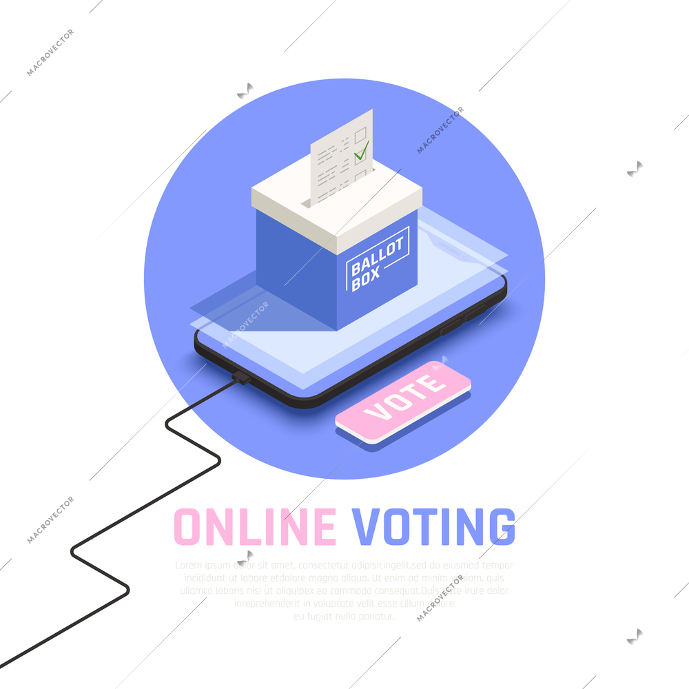 Elections and voting isometric concept with online voting symbols vector illustration