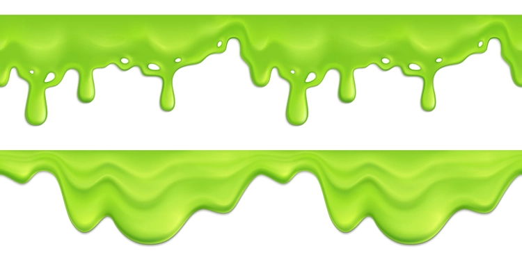 Realistic seamless pattern with green melting slime drips on white background vector illustration