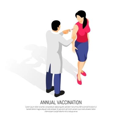 Doctor making a vaccine to a female patient vector illustration