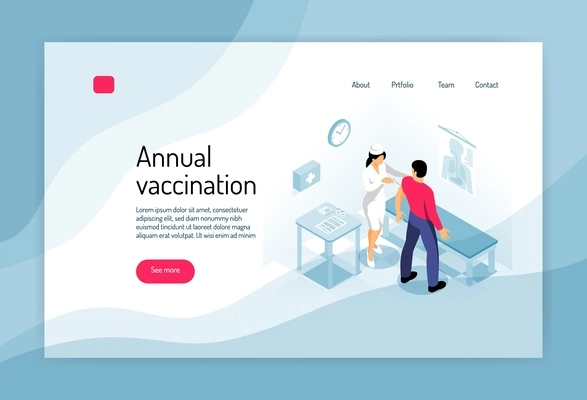 Annual vaccination isometric concept vector illustration