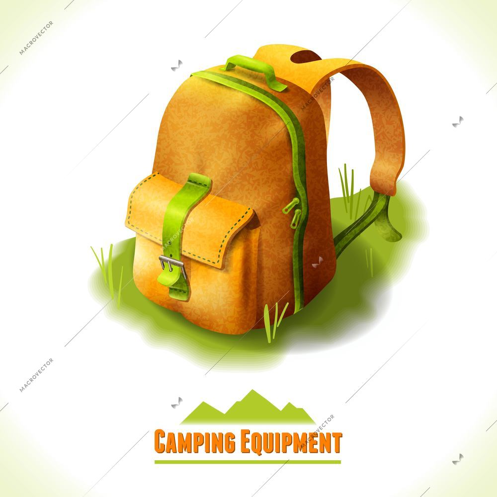 Camping summer outdoor activity equipment backpack symbol vector illustration