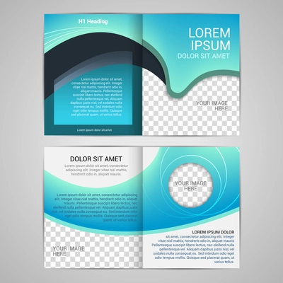 Blue abstract design paper brochure leaflet design back and front template vector illustration.