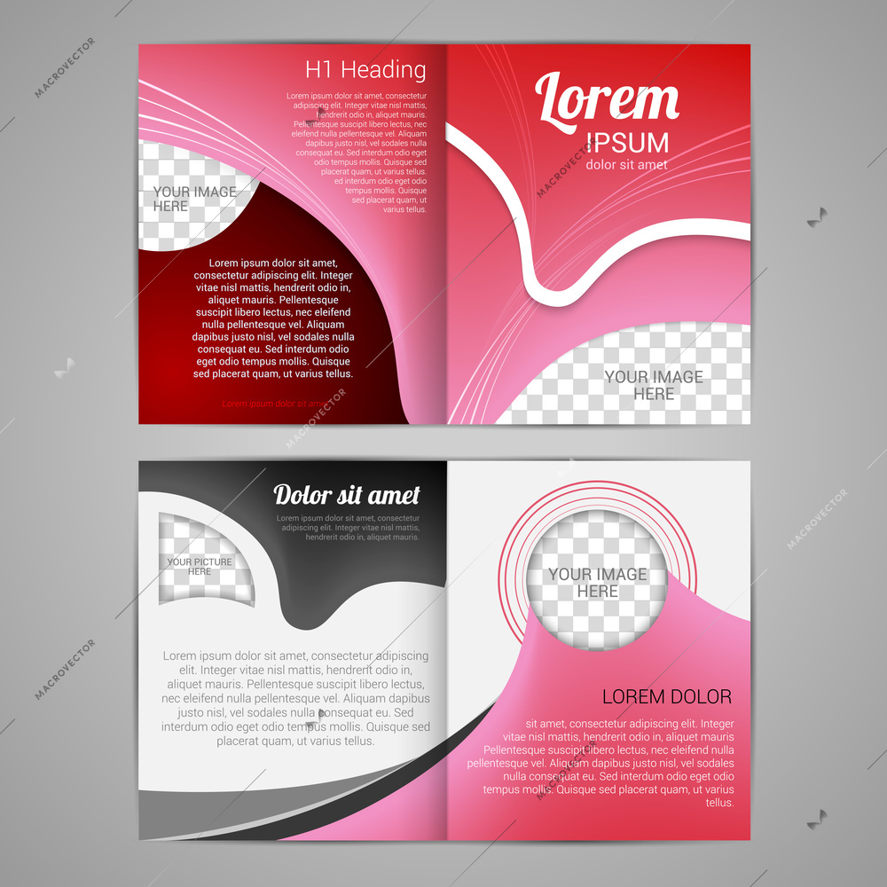 Pink abstract design paper brochure leaflet design back and front template vector illustration.