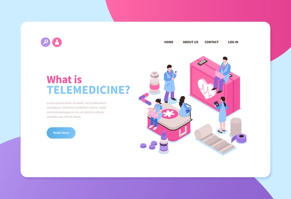 Telemedicine service isometric horizontal banner with online doctors 3d vector illustration