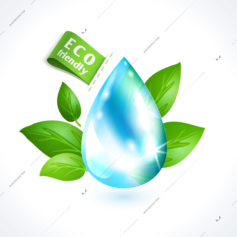 Ecology and waste global eco friendly water drop symbol isolated on white background vector illustration