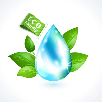 Ecology and waste global eco friendly water drop symbol isolated on white background vector illustration