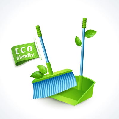 Ecology and waste global eco friendly dustpan and brush symbol isolated on white background vector illustration