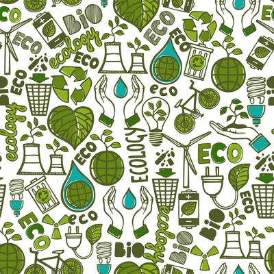 Ecology and waste global conservation colored seamless pattern vector illustration