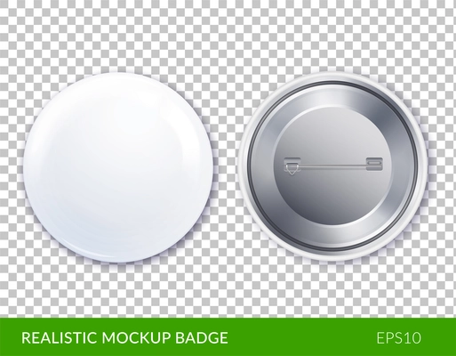 Isolated white plastic and realistic mockup badge icon set on transparent background vector illustration