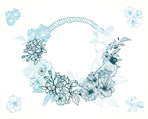 Pastel colors romantic floral frame vector illustration