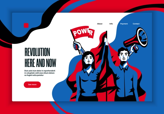 Revolution here now slogan website banner  vintage style design with power in unity concept symbol vector illustration