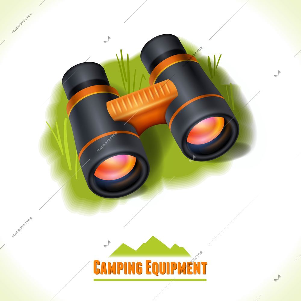 Camping summer outdoor activity concept equipment binocular symbol vector illustration.