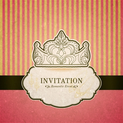 Princess invitation card with crown vector illustration