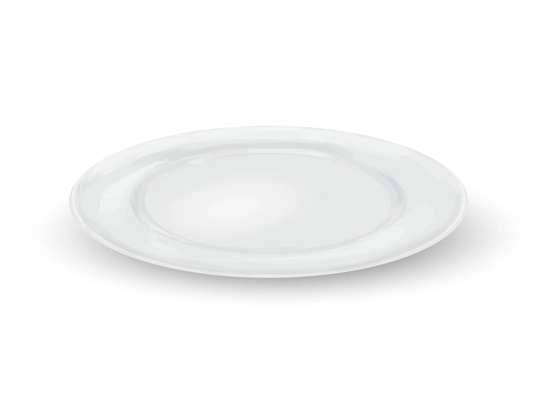 Empty white realistic dinner plate isolated on white background vector illustration