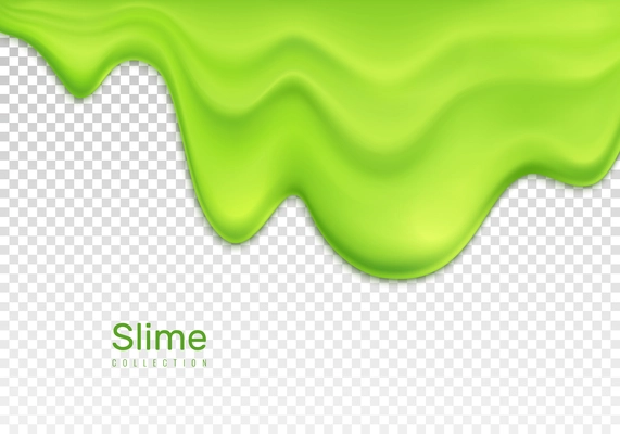 Melting green slime blot on transparent background realistic vector illustration