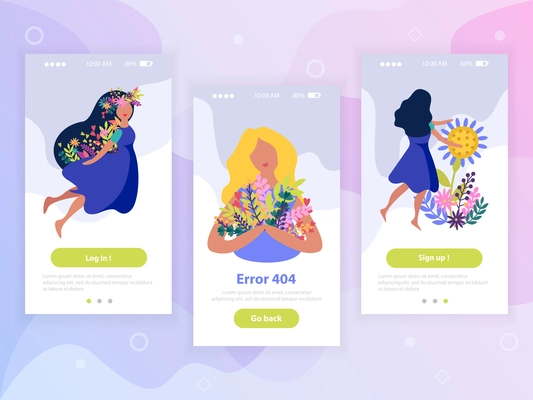 Colorful flat vertical banners set with girls and spring flowers isolated vector illustration