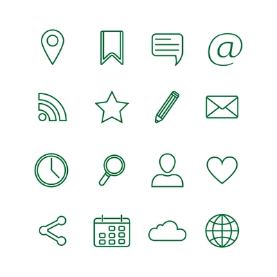 Contour social media icons set vector illustration