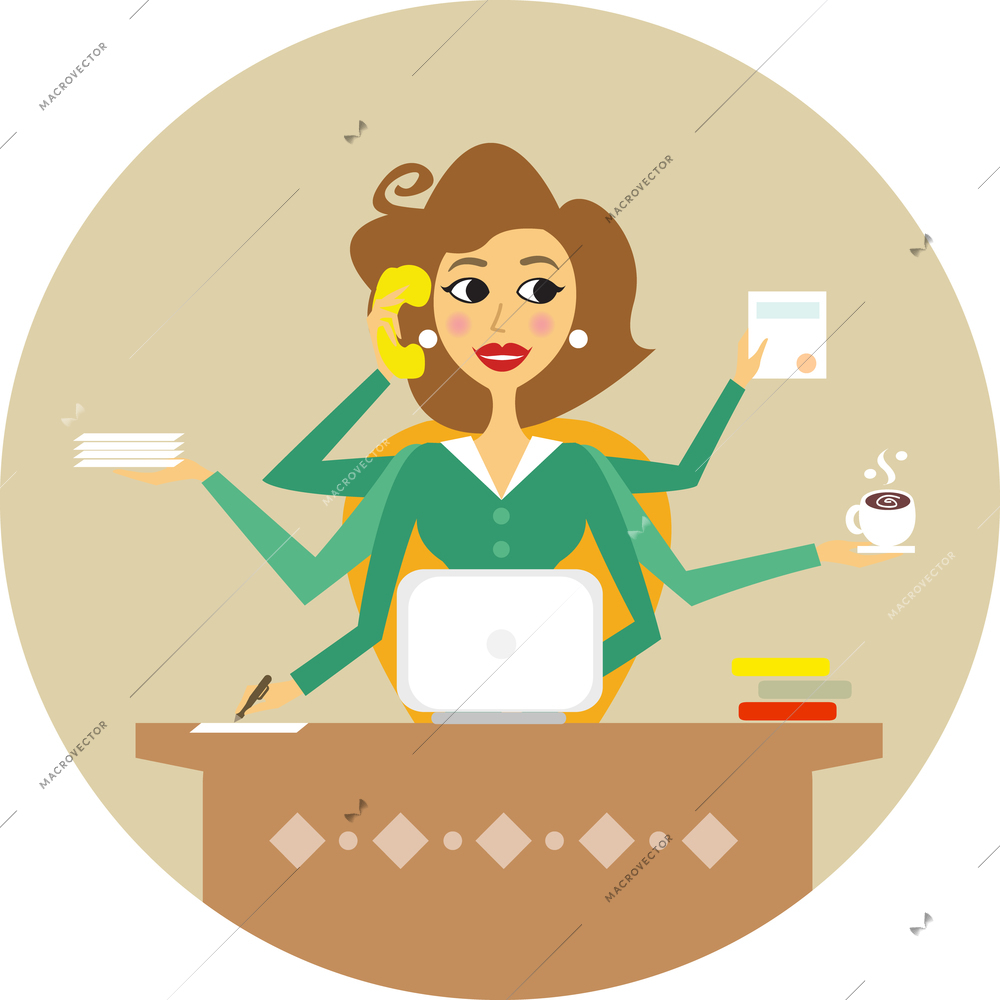 Personal assistant or hard working secretary symbol vector illustration