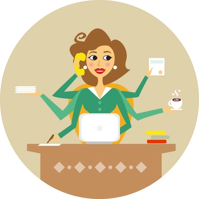 Personal assistant or hard working secretary symbol vector illustration