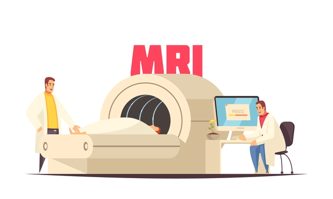 Colored flat medical mri composition MRI room in the hospital for treatment vector illustration