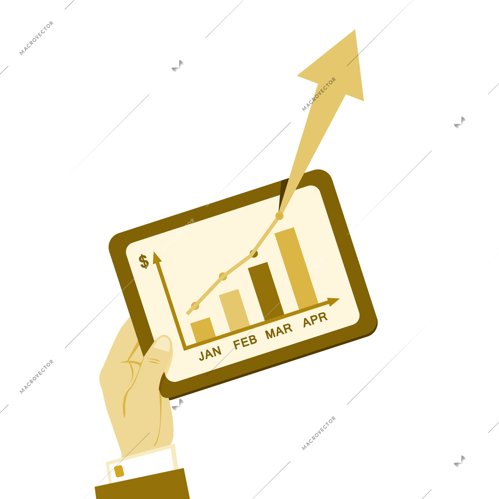 Vintage business report on tablet symbol vector illustration