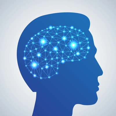 Brain network head technology poster vector illustration