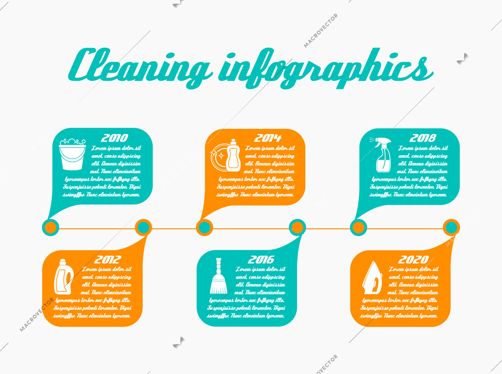 Timeline business infographic with bike cleaning and washing elements and accessories icons vector illustration