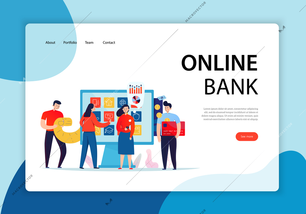 Flat design concept banner with people using online banking service composition vector illustration