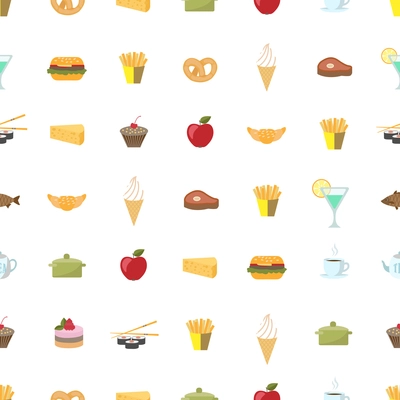 Food and drink pattern seamless background vector illustration