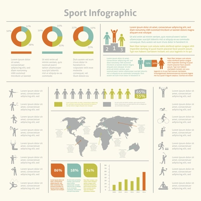 Infografic athletics sport achievements development and competitions winners statistics presentation diagrams layout template design vector illustration