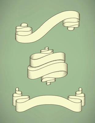 Retro calligraphic decorative ribbon set vector illustration isolated