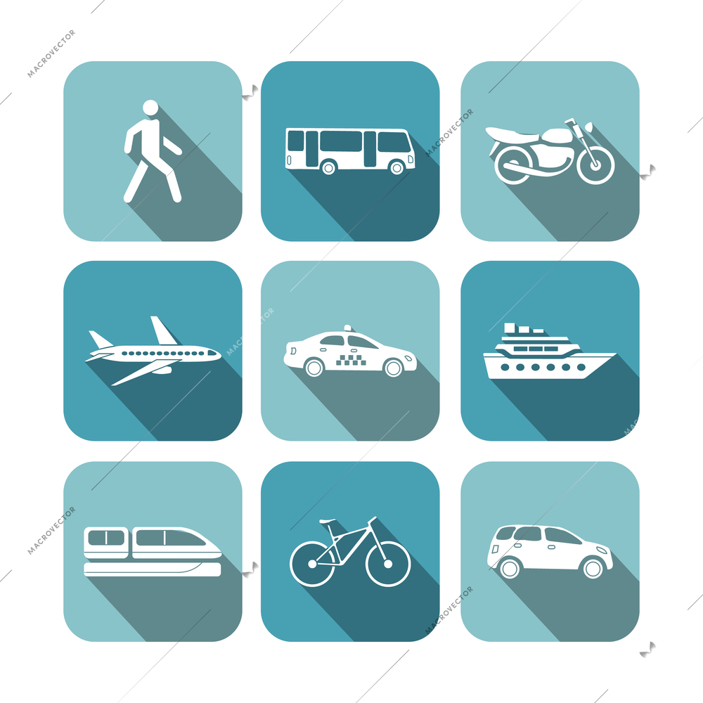 Transportation icons set of card bus train vector illustration