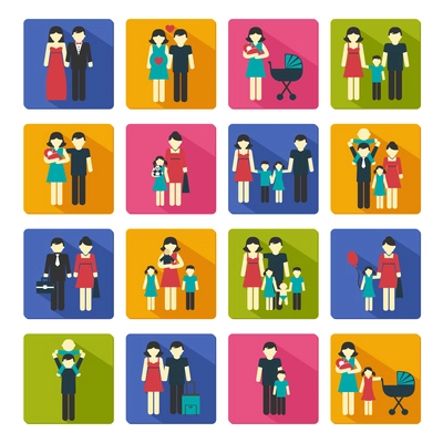 Family people figures website icons set of parents children married couple isolated vector illustration