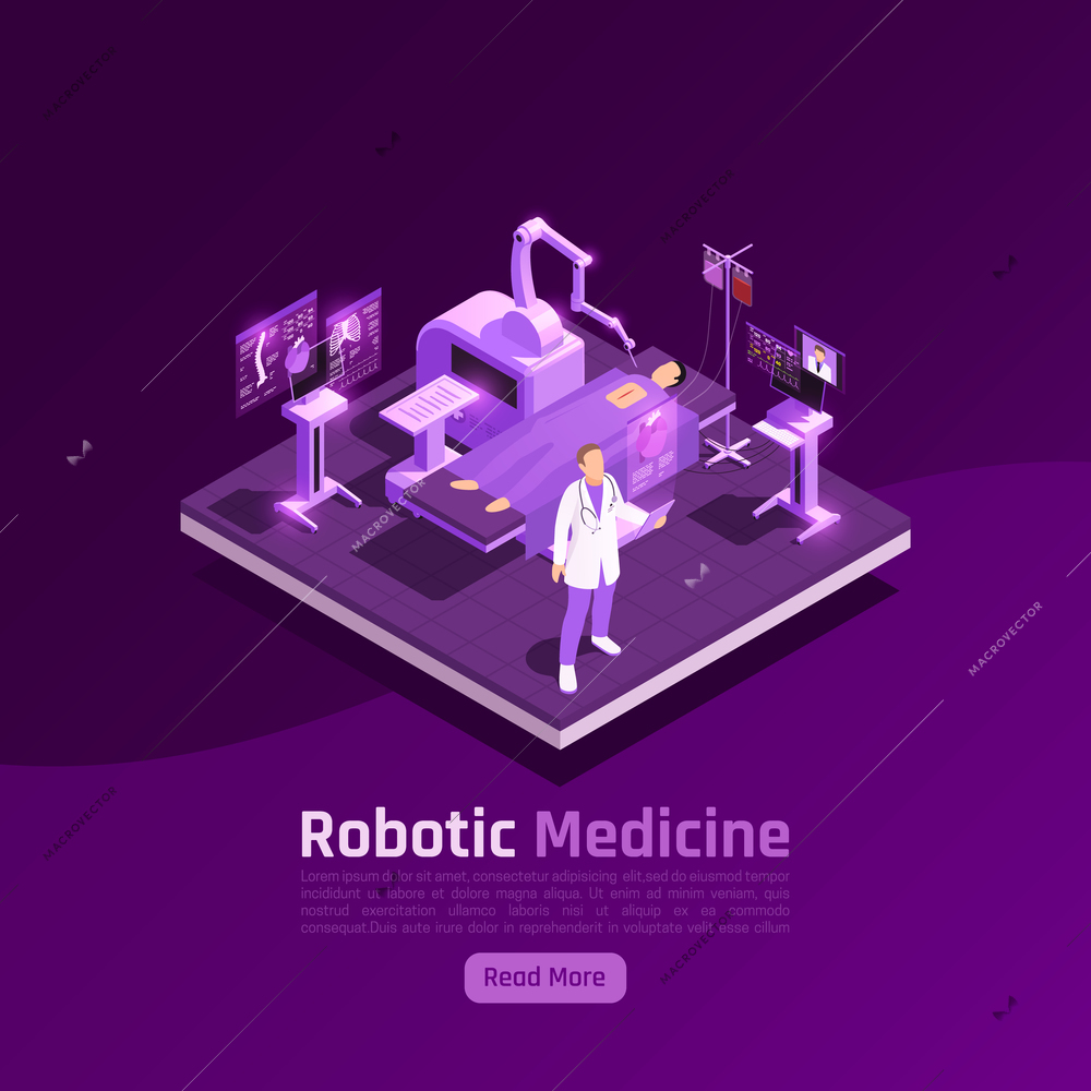 Telemedicine digital health glow isometric background composition with clinical operation room electronic equipment and human characters vector illustration