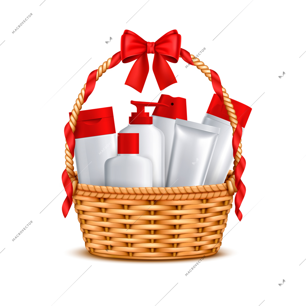 Premium Photo | Gift basket with cosmetics isolated on white