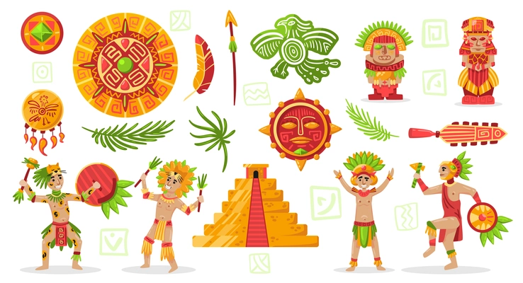 Maya Civilization Landscape Composition Text Cartoon Vector ...