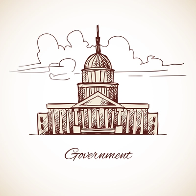 Government law politic building with skyline in brown color vector illustration