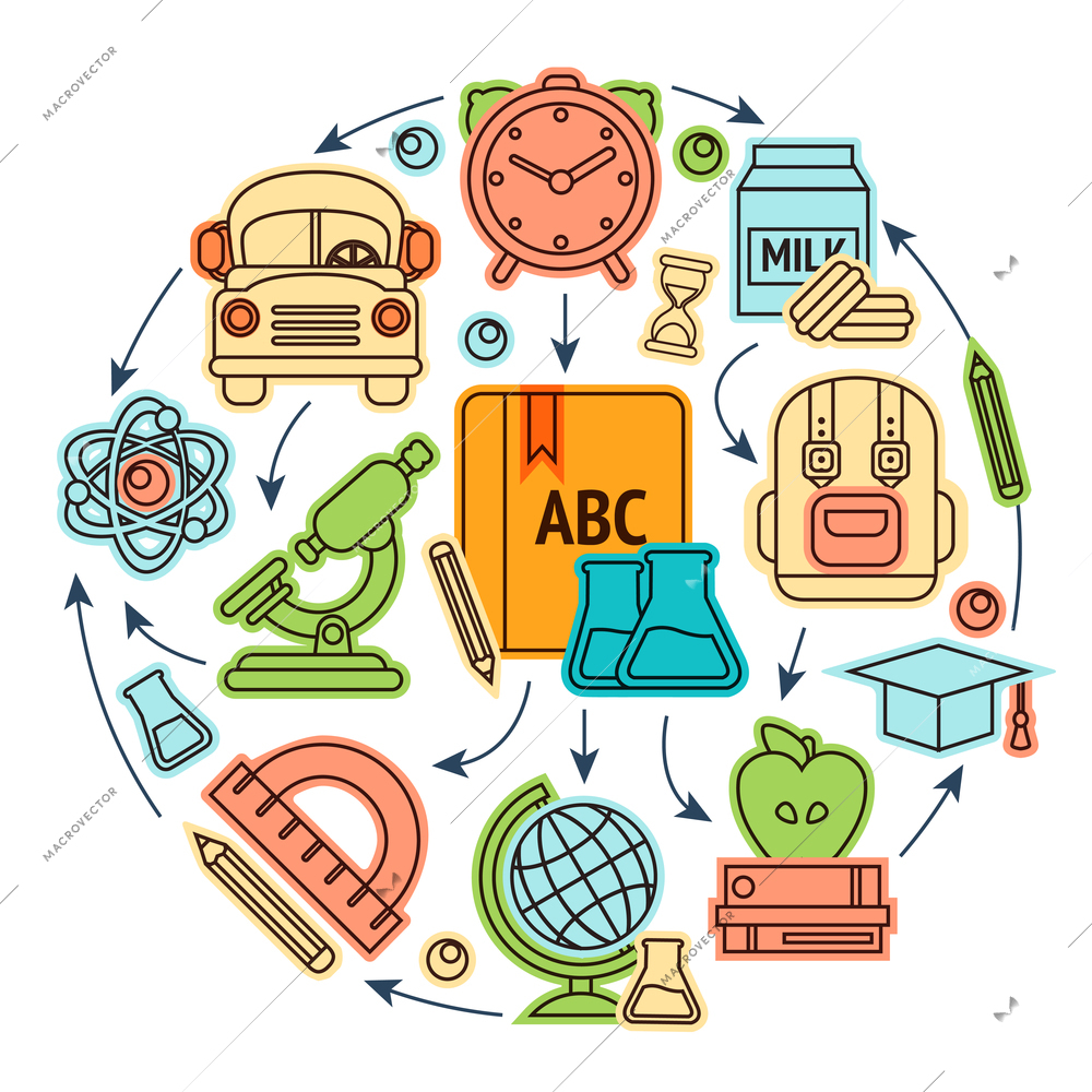 Education sketch icons set studying process concept vector illustration