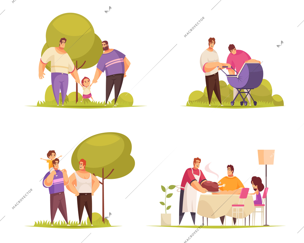 Sex homosexual lgbt design concept with doodle compositions of same-sex partners gay family with children vector illustration