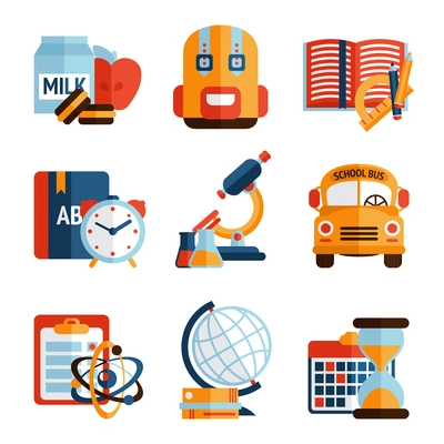 Education knowledge science college and school icons set isolated vector illustration