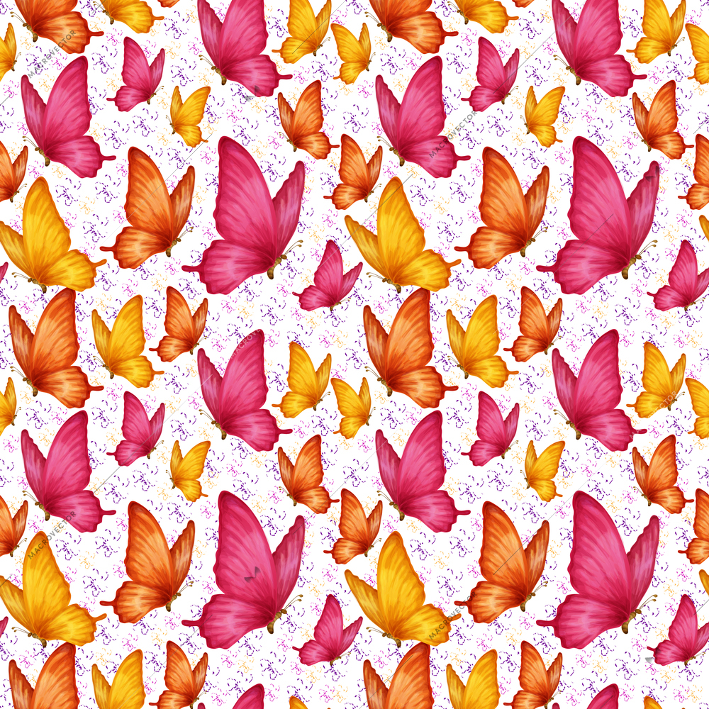 Colorful romantic butterflies decoration seamless pattern vector illustration