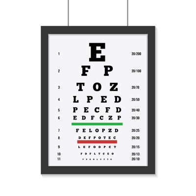 Eye care test placard with latin letters flat vector illustration