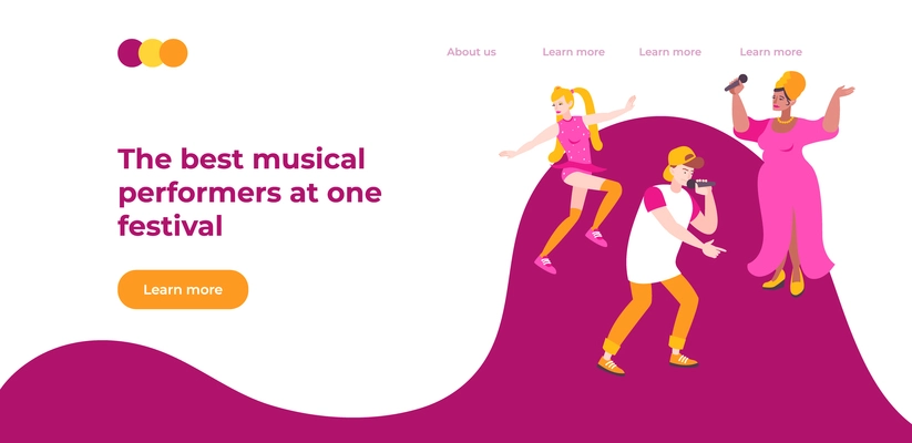 Web page concert banner with the best musical performers at on festival headline vector illustration