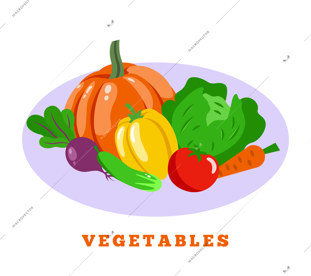 Farm local market isometric background composition with bunch of fresh vegetables natural food on round spot vector illustration