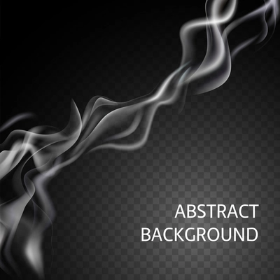 Realistic isolated smoke composition white abstract element on black and transparent background vector illustration