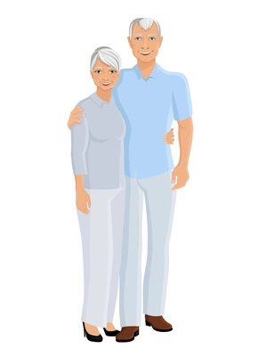 Old senior people family couple full length portrait vector illustration