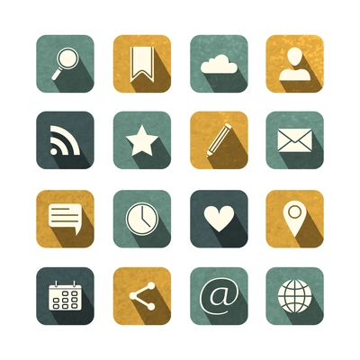 Vintage social media icons set vector illustration