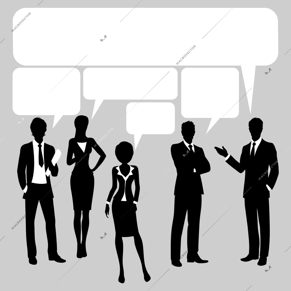 Communication chat forum backgrounds with  business people silhouette and speech bubbles vector illustration