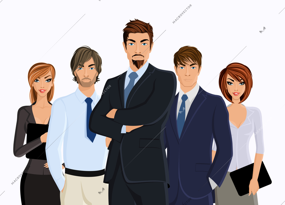 Group of people businesman with business team isolated on white vector illustration